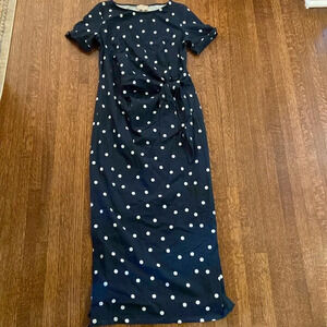 Sézane Navy & White Polka Dot Tie-Waist Maxi Dress